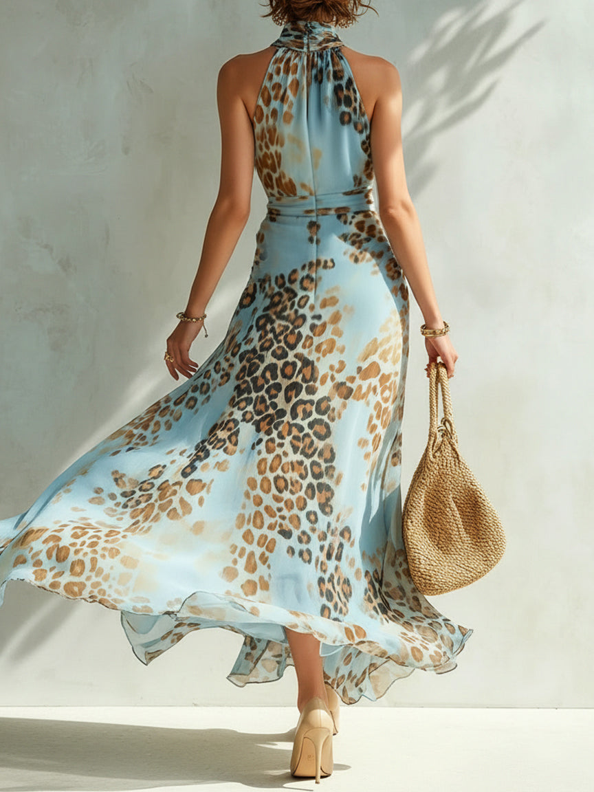 Daniela | Vestido maxi glamuroso con estampado animal