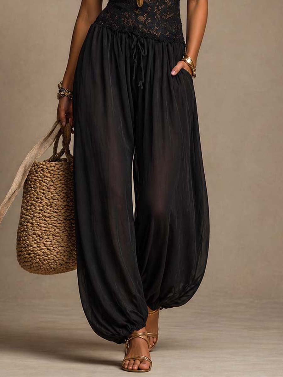 Beatrice | Jumpsuit Harem de Encaje y Chifón
