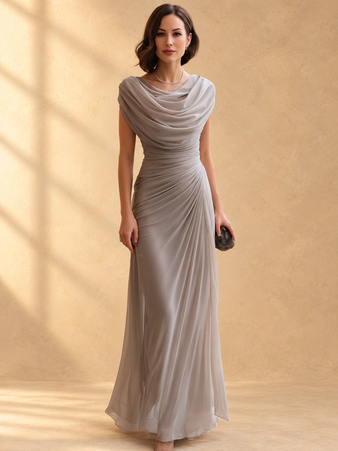 Naira | Vestido largo drapeado con cuello caído