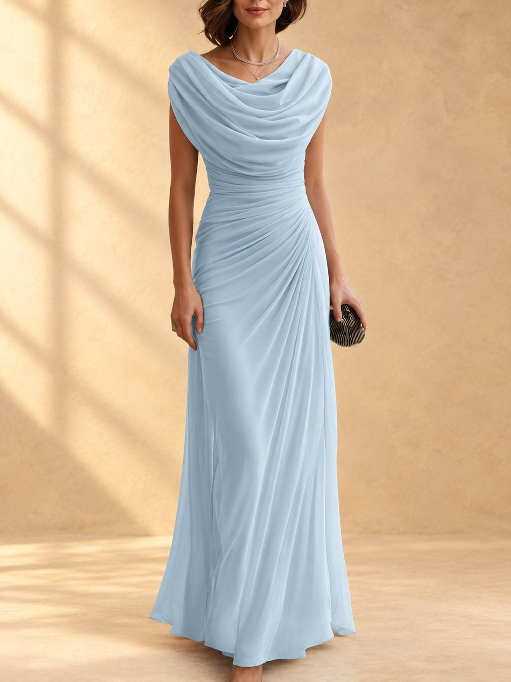 Naira | Vestido largo drapeado con cuello caído
