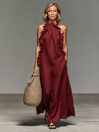 Emmy | Vestido largo sin mangas con olanes suaves