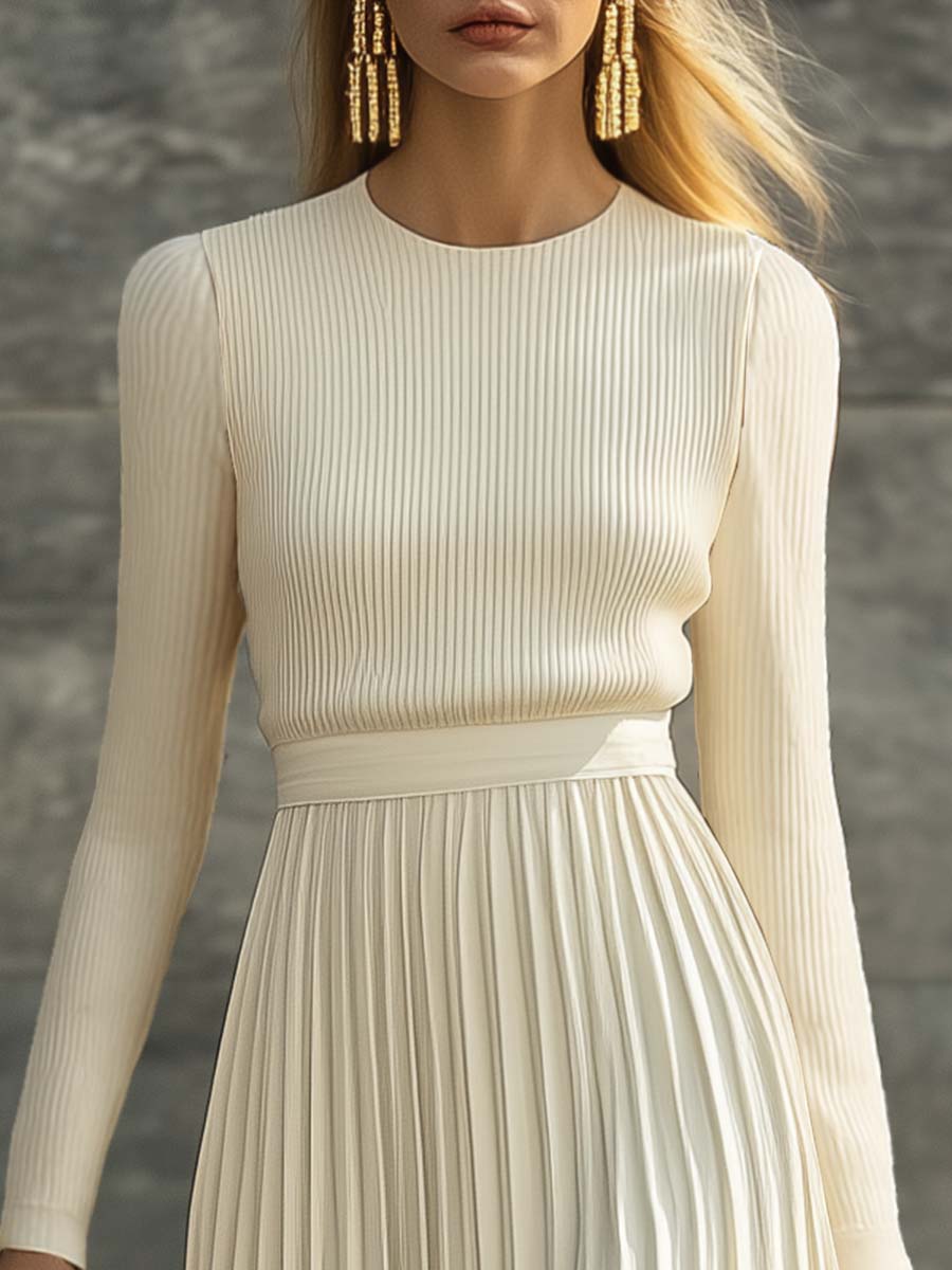Carlota | Conjunto de blusa acanalada y falda midi plisada