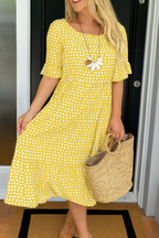 Matilde | Vestido midi de lunares con manga corta