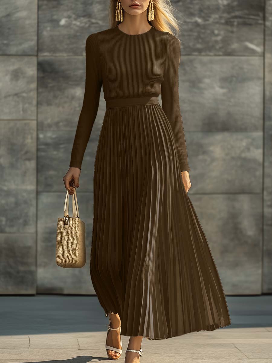 Carlota | Conjunto de blusa acanalada y falda midi plisada