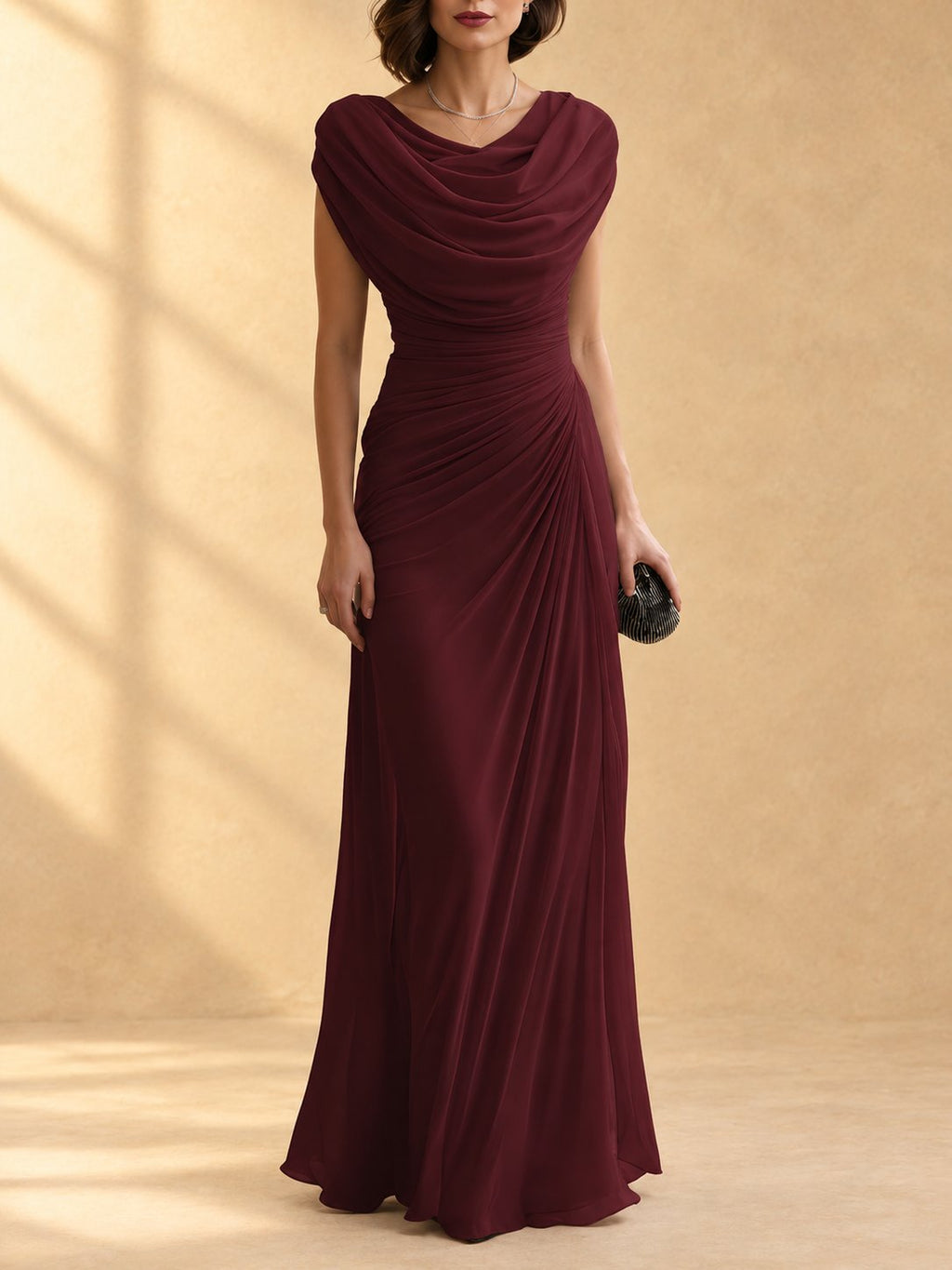 Naira | Vestido largo drapeado con cuello caído