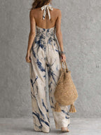 Sabrina | Jumpsuit estampado de pierna ancha con cuello halter