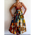 Marcela | Vestido midi de tirantes con estampado geométrico