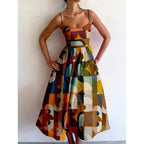 Marcela | Vestido midi de tirantes con estampado geométrico