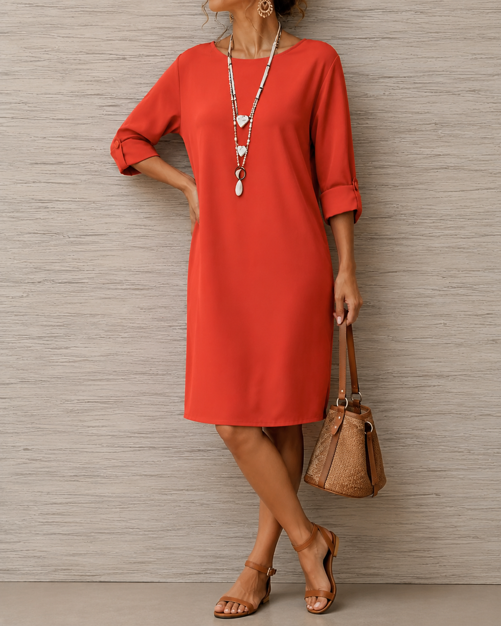 Odeta | Vestido midi holgado que disimula el abdomen