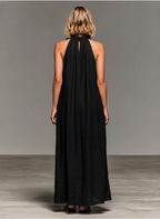 Emmy | Vestido largo sin mangas con olanes suaves