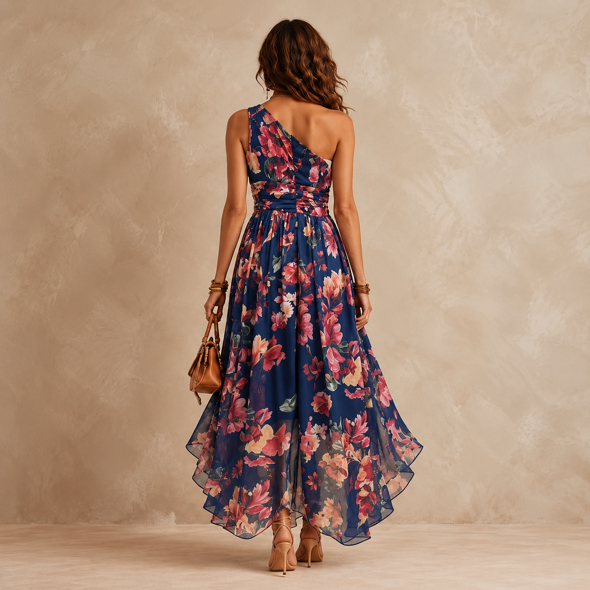 Celestina | Vestido largo floral de un hombro