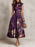 Florencia | Vestido midi floral con cuello mao
