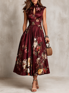 Florencia | Vestido midi floral con cuello mao