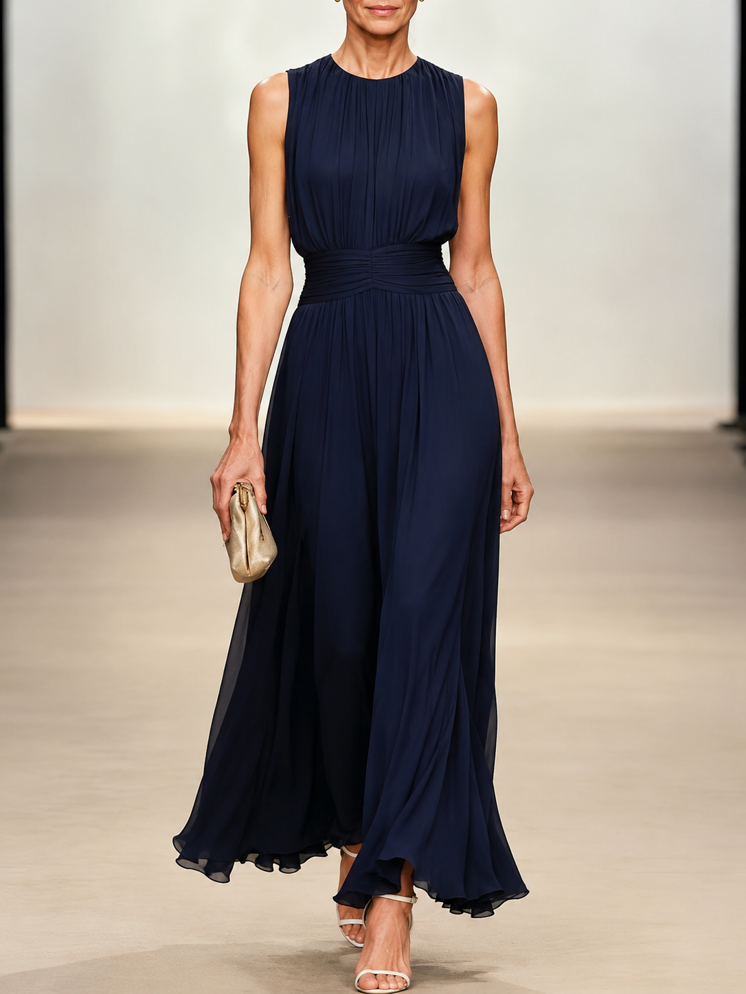 Kiara | Vestido largo sin mangas con cintura definida