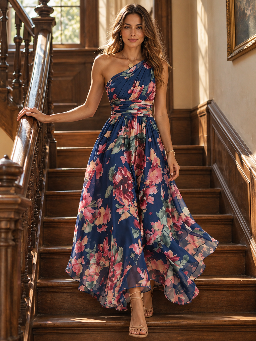 Celestina | Vestido largo floral de un hombro