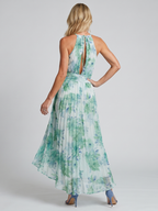 Nidia | Vestido largo plisado con cuello halter