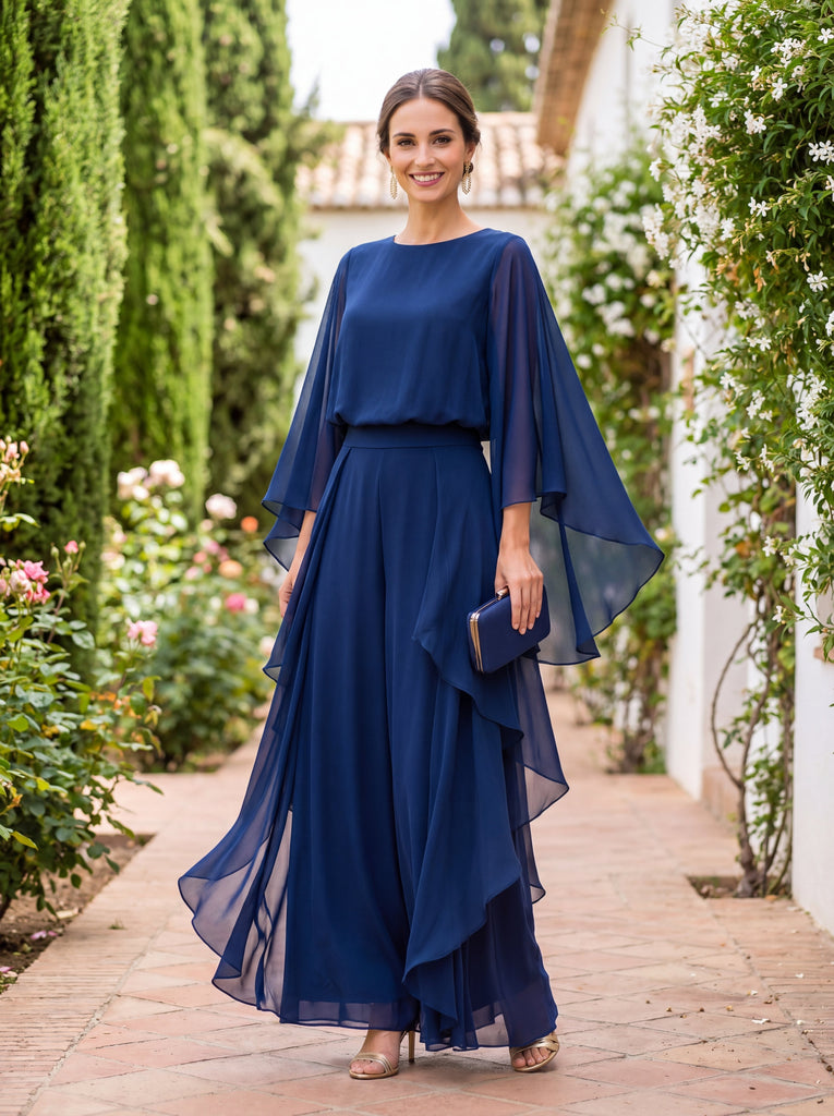 Sorelle | Conjunto de blusa con mangas acampanadas y pantalón recto