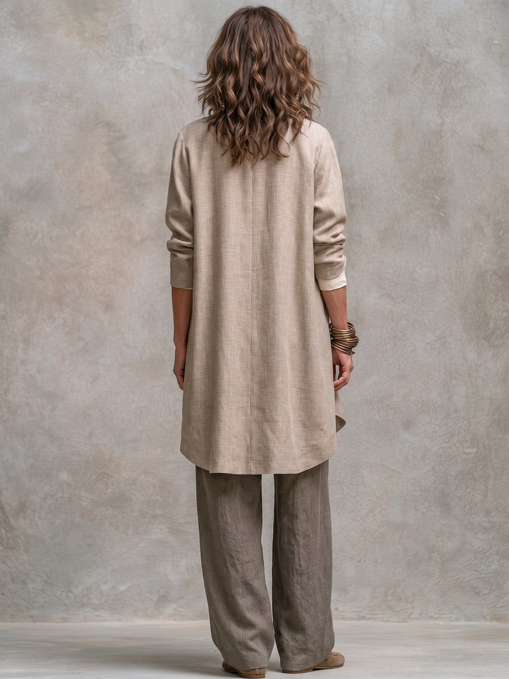 Simona | Conjunto de tres piezas con saco abierto y pantalón de pierna ancha