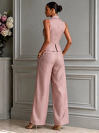 Selena | Conjunto de chaleco y pantalón de pierna ancha