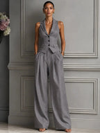 Selena | Conjunto de chaleco y pantalón de pierna ancha