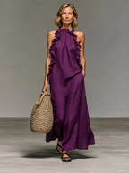 Emmy | Vestido largo sin mangas con olanes suaves