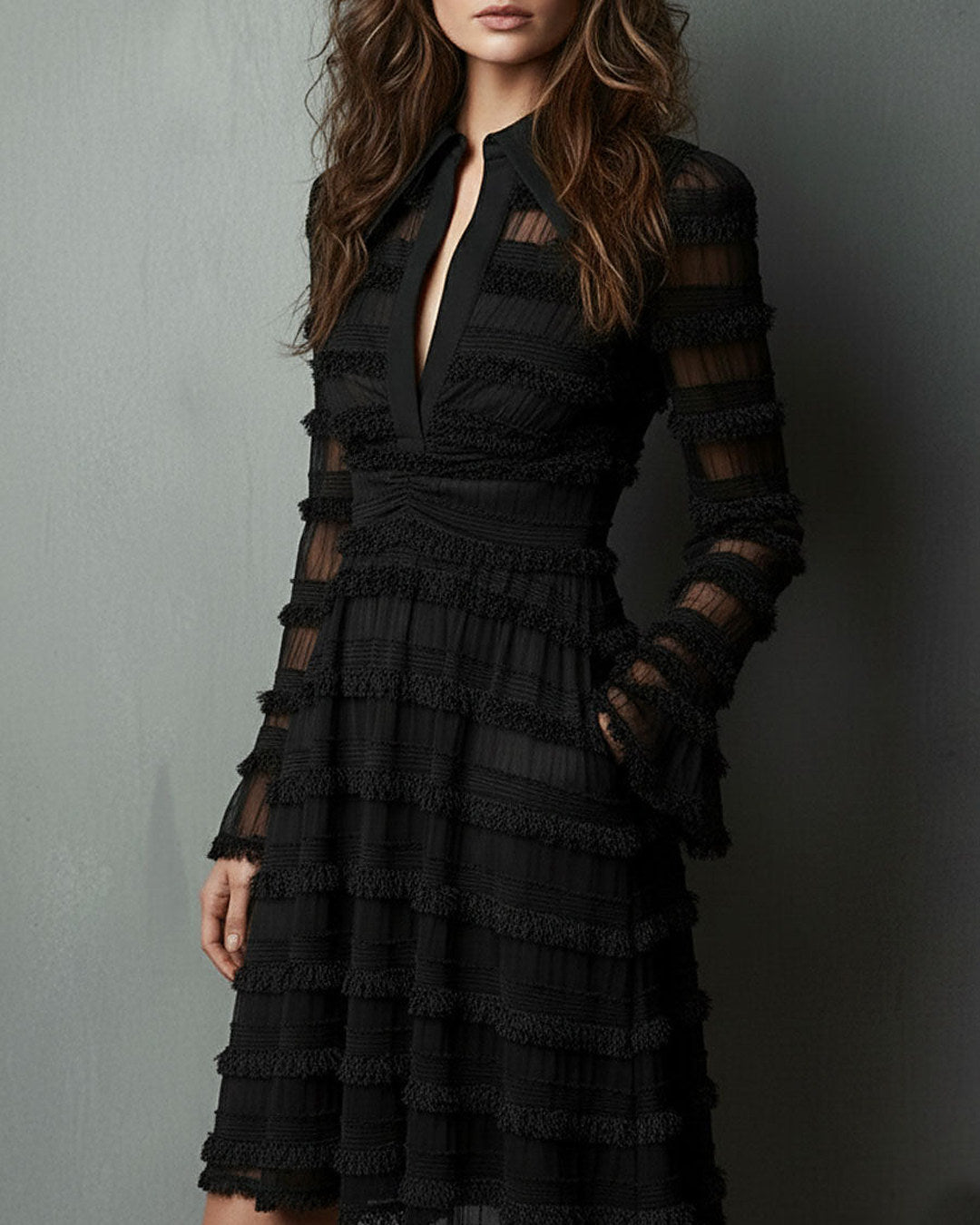 Rosalia | Minivestido con Escote Profundo en V, Negro