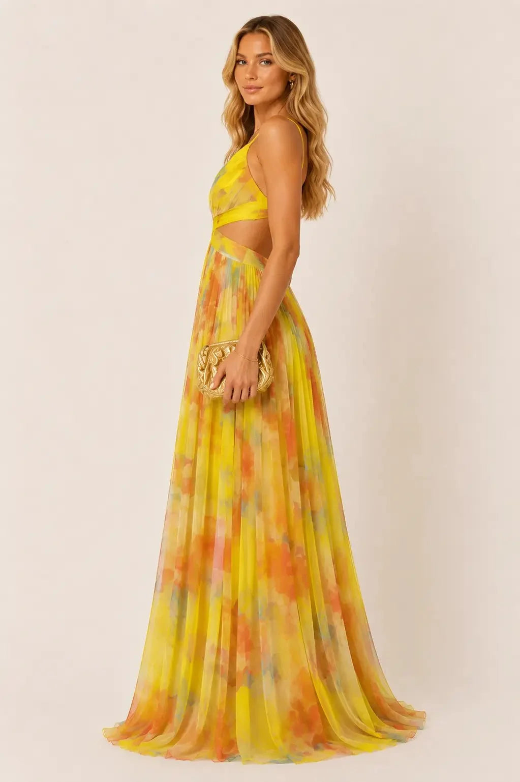 Giselle | Vestido largo floral con escote en V y tirantes