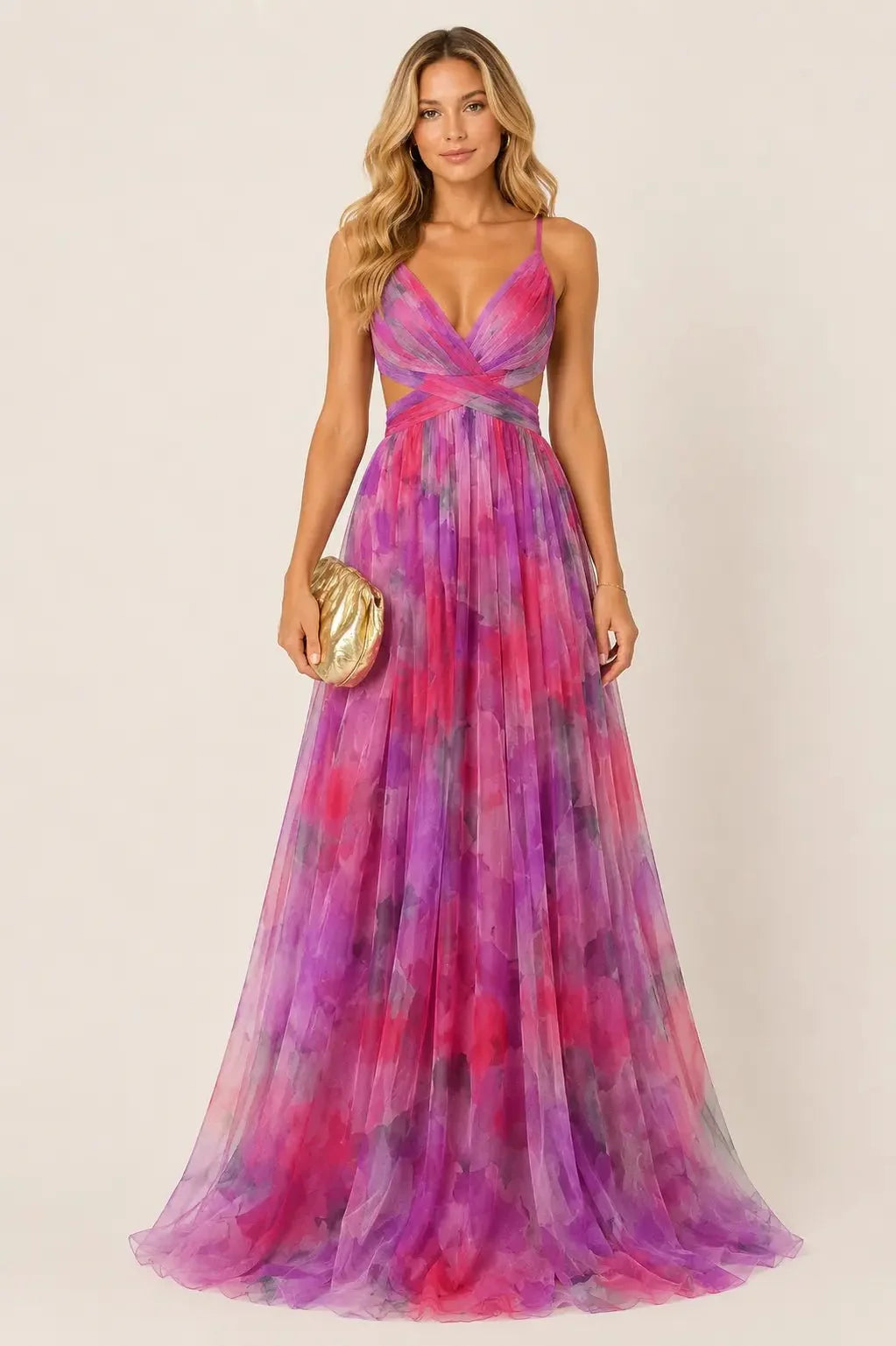 Giselle | Vestido largo floral con escote en V y tirantes