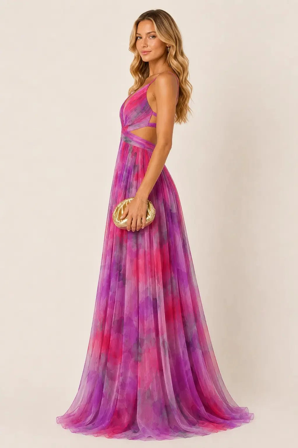 Giselle | Vestido largo floral con escote en V y tirantes