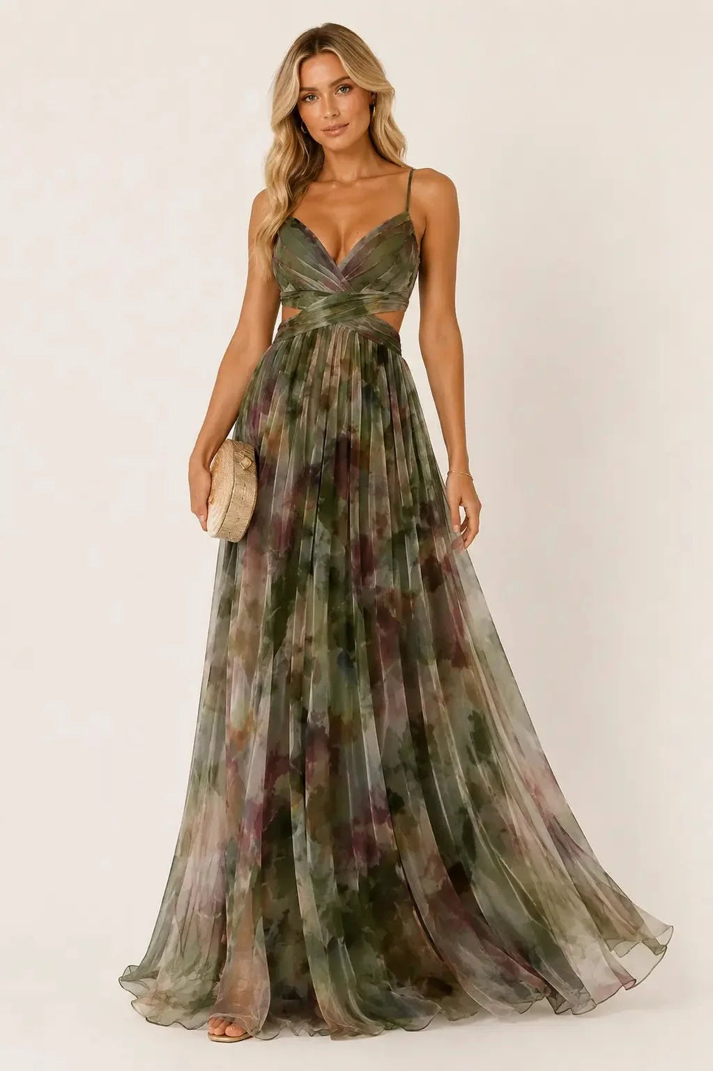Giselle | Vestido largo floral con escote en V y tirantes