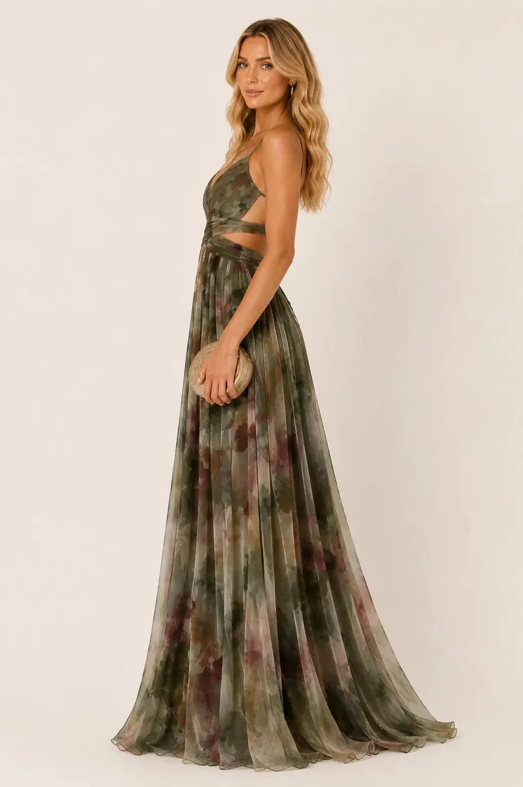 Giselle | Vestido largo floral con escote en V y tirantes
