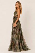 Giselle | Vestido largo floral con escote en V y tirantes