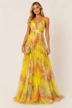 Giselle | Vestido largo floral con escote en V y tirantes