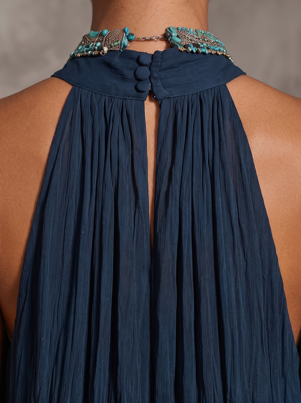 Paula | Vestido Maxi de Chifón Degradado en Azul y Óxido