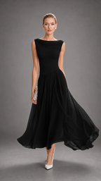 Simonetta | Vestido midi plisado con cuello drapeado