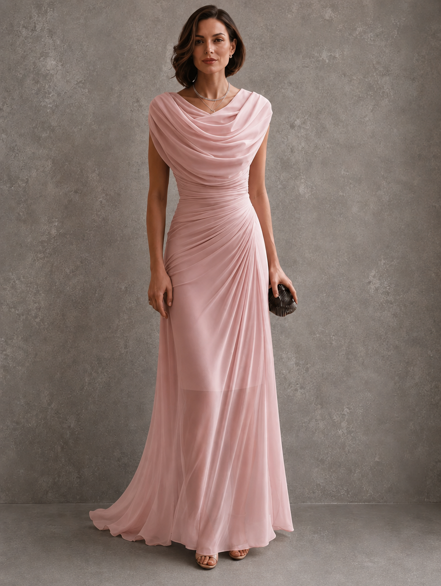 Giliana | Vestido largo drapeado sin mangas