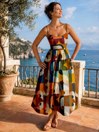 Marcela | Vestido midi de tirantes con estampado geométrico