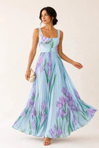 Leonora | Vestido largo floral con falda plisada