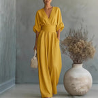 Noelle | Vestido con escote en V, espalda descubierta y mangas fluidas