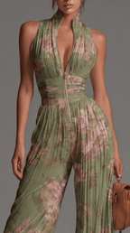 Samara | Jumpsuit floral de chiffon con cintura plisada