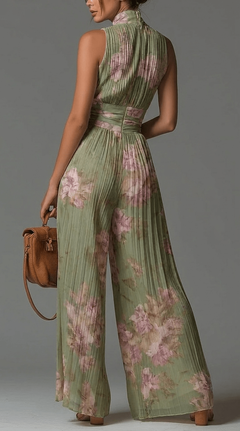 Samara | Jumpsuit floral de chiffon con cintura plisada