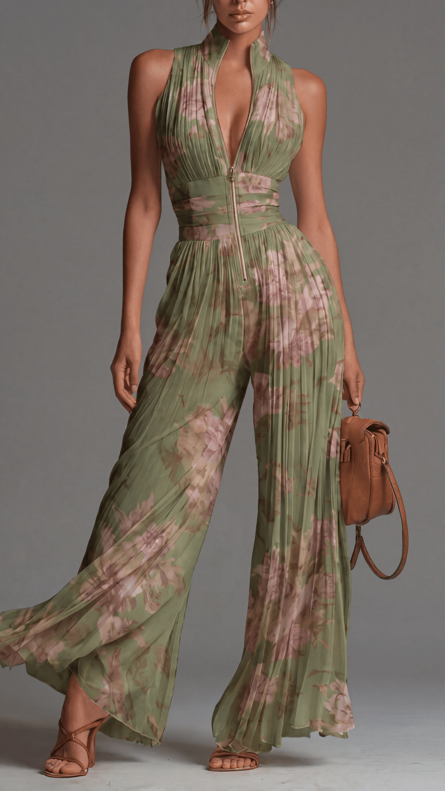 Samara | Jumpsuit floral de chiffon con cintura plisada