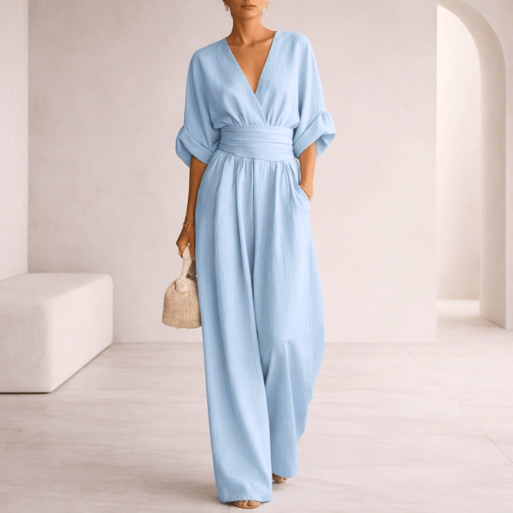 Elina | Jumpsuit de pierna ancha con escote en V