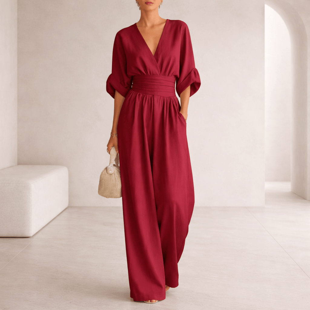 Elina | Jumpsuit de pierna ancha con escote en V